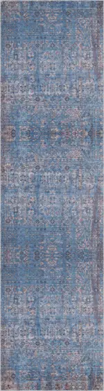 Mirador Modern Mavi Polyester ve Pamuklu Kaydırmaz Tabanlı Yıkanabilir Dijital Baskı Halısı - Görsel 4