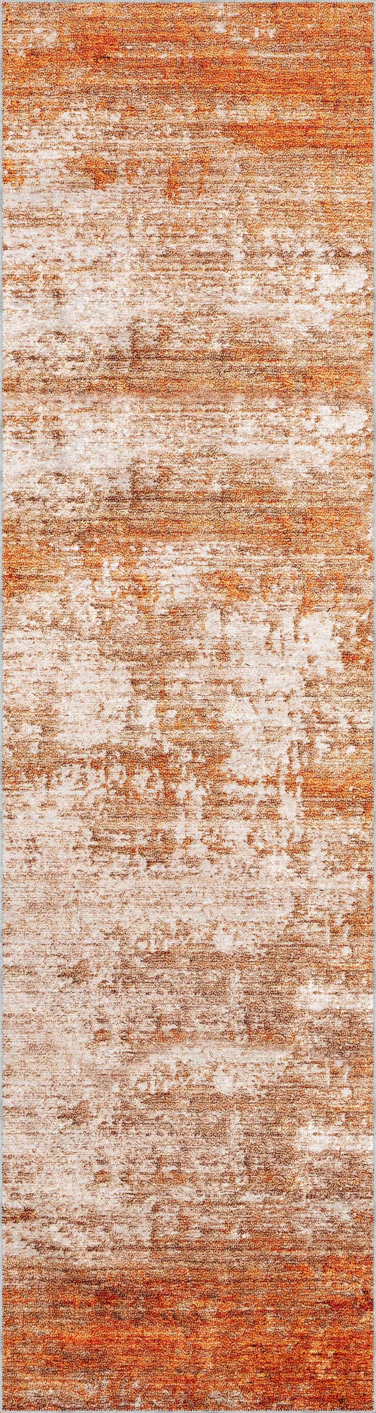 Katni Modern Turuncu Polyester ve Pamuklu Kaydırmaz Tabanlı Yıkanabilir Dijital Baskı Halısı - Görsel 4