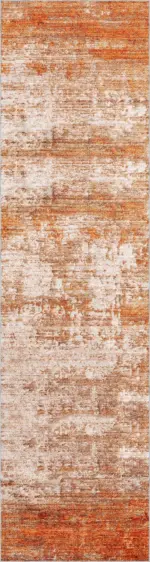 Katni Modern Turuncu Polyester ve Pamuklu Kaydırmaz Tabanlı Yıkanabilir Dijital Baskı Halısı - Görsel 4