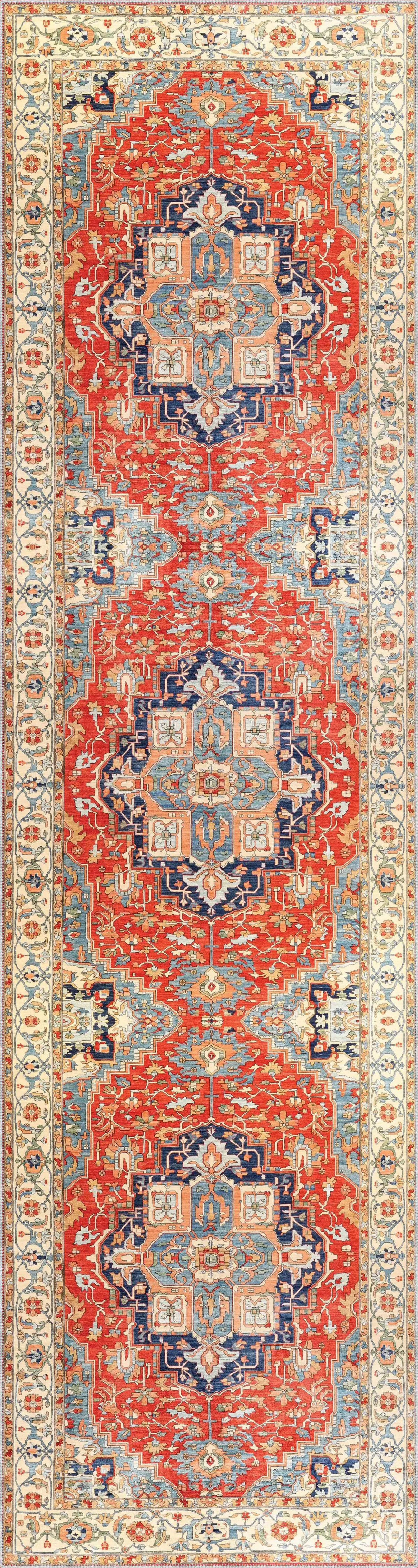 Guilin Klasik Göbekli Polyester ve Pamuklu Kaydırmaz Tabanlı Yıkanabilir Dijital Baskı Halısı - Görsel 4