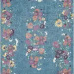 Pesse Modern Mavi Polyester ve Pamuklu Kaydırmaz Tabanlı Yıkanabilir Dijital Baskı Halısı