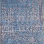 Mirador Modern Mavi Polyester ve Pamuklu Kaydırmaz Tabanlı Yıkanabilir Dijital Baskı Halısı