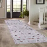 Banao Modern Etnik Gri Polyester ve Pamuklu Kaydırmaz Tabanlı Yıkanabilit Dijital Baskı Halısı - Görsel 5