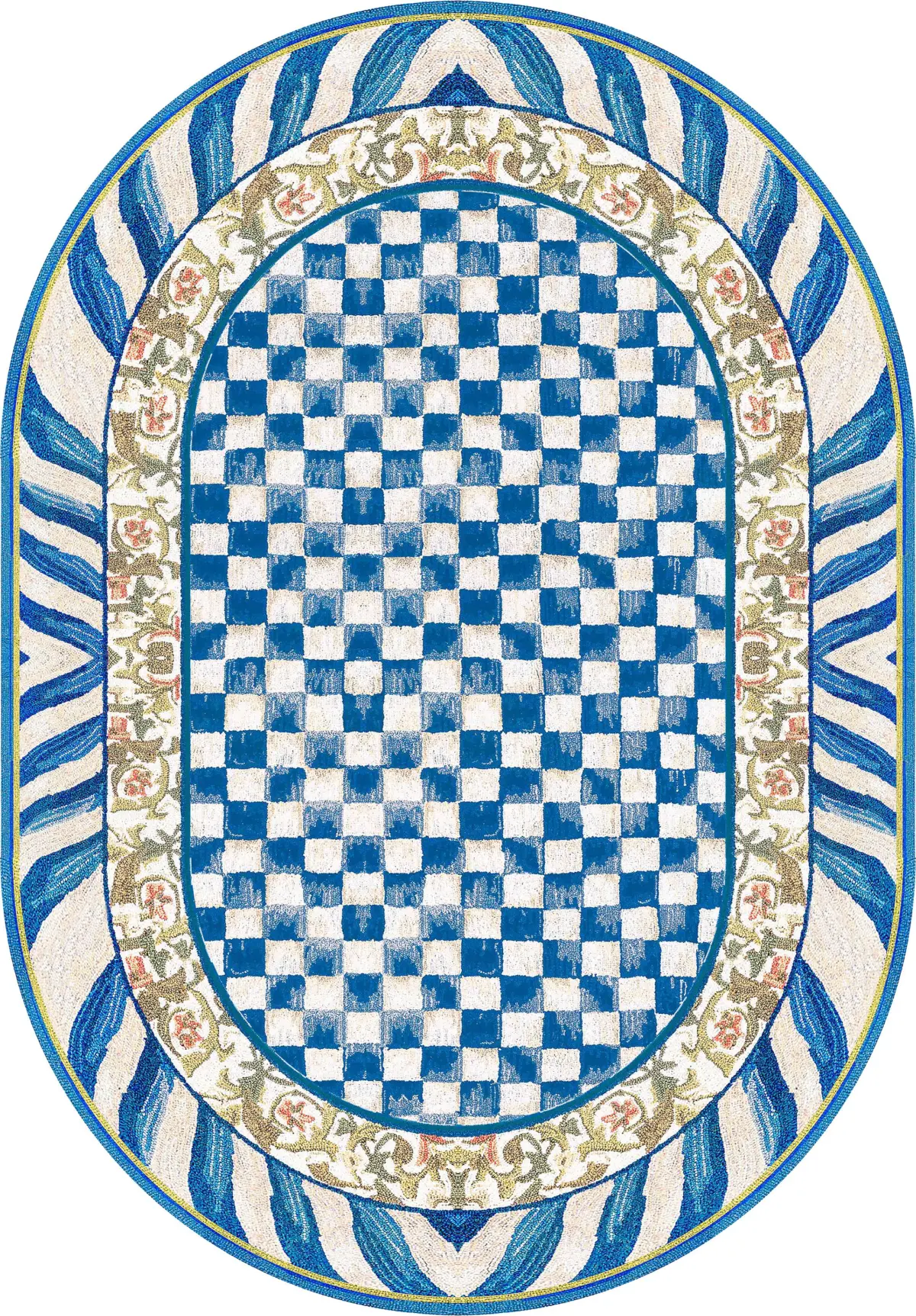 Aren Mutfak 04 Modern Çerçeveli Mavi Polyester Kaydırmaz Tabanlı Yıkanabilir Dijital Baskı Mutfak Halısı - Görsel 2