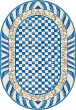 Aren Mutfak 04 Modern Çerçeveli Mavi Polyester Kaydırmaz Tabanlı Yıkanabilir Dijital Baskı Mutfak Halısı - Görsel 2