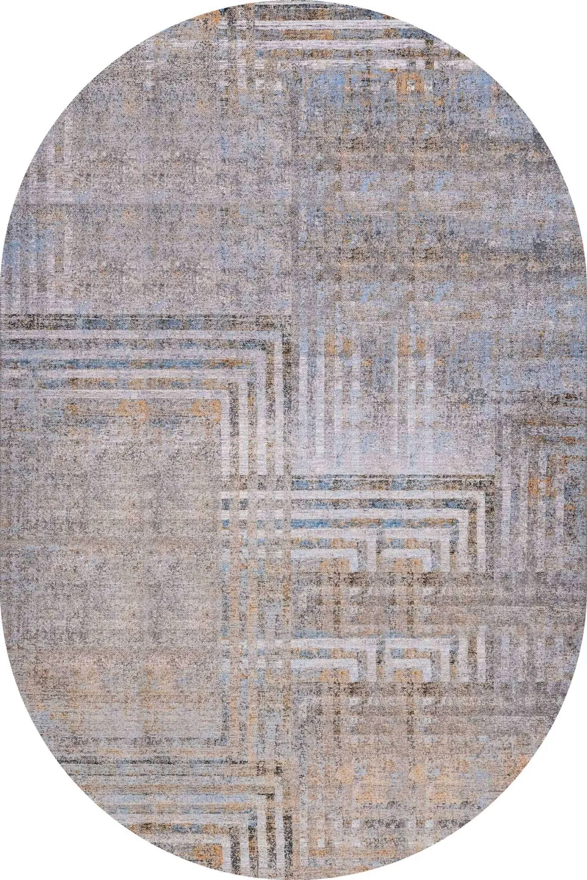 Seoni Geometrik Gri Polyester ve Pamuklu Kaydırmaz Tabanlı Yıkanabilir Dijital Baskı Halısı - Görsel 6