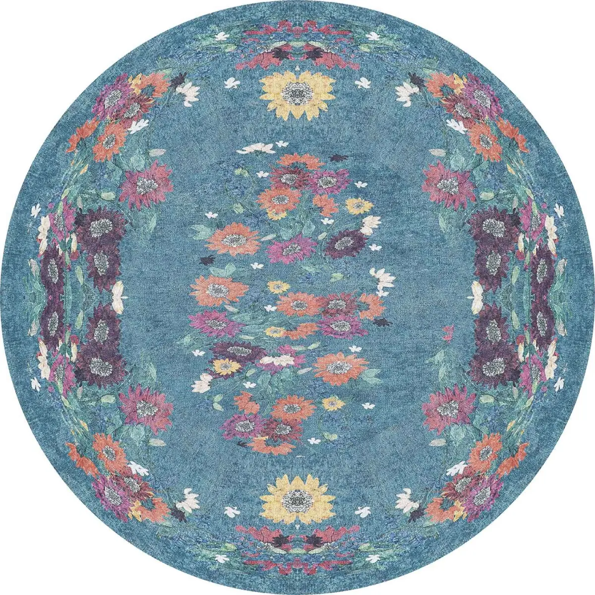 Pesse Modern Mavi Polyester ve Pamuklu Kaydırmaz Tabanlı Yıkanabilir Dijital Baskı Halısı - Görsel 7