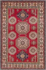 Stung Klasik Göbekli Kırmızı Polyester ve Pamuklu Kaydırmaz Tabanlı Yıkanabilir Dijital Baskı Halısı