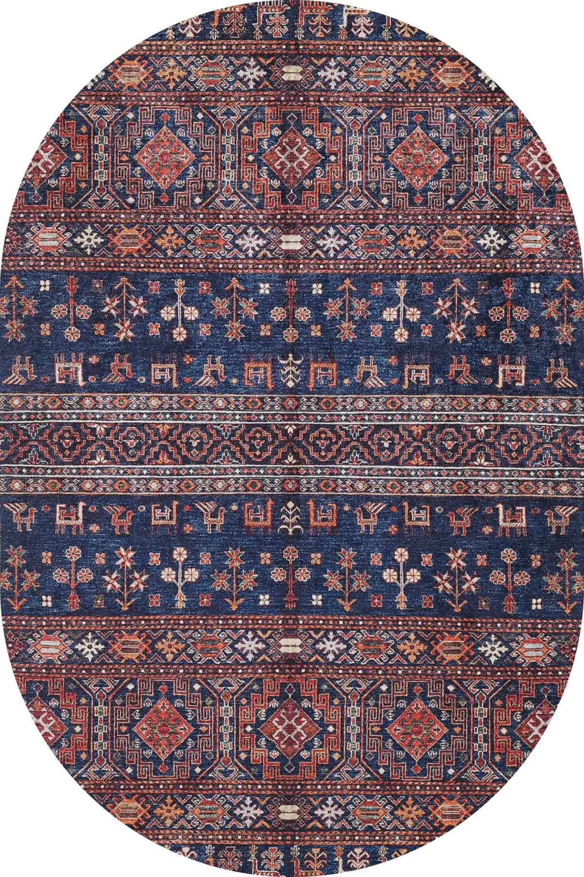 Neily Modern Etnik Kahverengi Polyester ve Pamuklu Kaydırmaz Tabanlı Yıkanabilir Dijital Baskı Halısı - Görsel 6