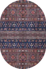 Neily Modern Etnik Kahverengi Polyester ve Pamuklu Kaydırmaz Tabanlı Yıkanabilir Dijital Baskı Halısı - Görsel 6