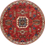 Lashio Klasik Göbekli Kırmızı Polyester ve Pamuklu Kaydırmaz Tabanlı Yıkanabilir Dijital Baskı Halısı - Görsel 7