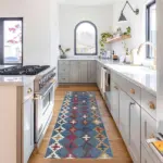 Luzia Geometrik Mavi Polyester ve Pamuklu Kaydırmaz Tabanlı Yıkanabilir Dijital Baskı Halısı - Görsel 5