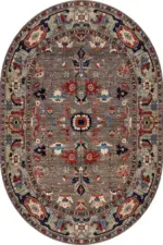 Gannan Klasik Göbekli Gri Polyester ve Pamuklu Kaydırmaz Tabanlı Yıkanabilir Dijital Baskı Halısı - Görsel 6