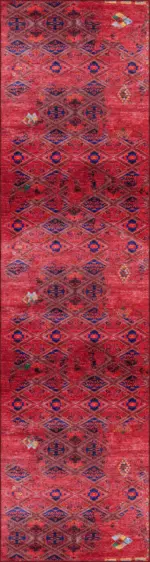 Stora Klasik Kırmızı Polyester ve Pamuklu Kaydımraz Tabanlı Yıkanabilir Dijital Baskı Halısı - Görsel 4