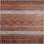 Gojra Geometrik Kahverengi Polyester ve Pamuklu Kaydırmaz Tabanlı Yıkanabilir Dijital Baskı Halısı - Görsel 3