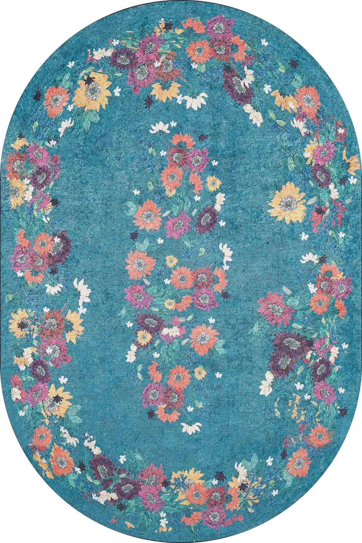 Pesse Modern Mavi Polyester ve Pamuklu Kaydırmaz Tabanlı Yıkanabilir Dijital Baskı Halısı - Görsel 6