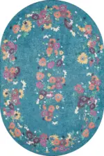 Pesse Modern Mavi Polyester ve Pamuklu Kaydırmaz Tabanlı Yıkanabilir Dijital Baskı Halısı - Görsel 6