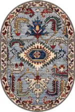 Monyva Klasik Göbekli Mavi Polyester ve Pamuklu Kaydırmaz Tabanlı Yıkanabilir Dijital Baskı Halısı - Görsel 6