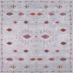 Banao Modern Etnik Gri Polyester ve Pamuklu Kaydırmaz Tabanlı Yıkanabilit Dijital Baskı Halısı - Görsel 3