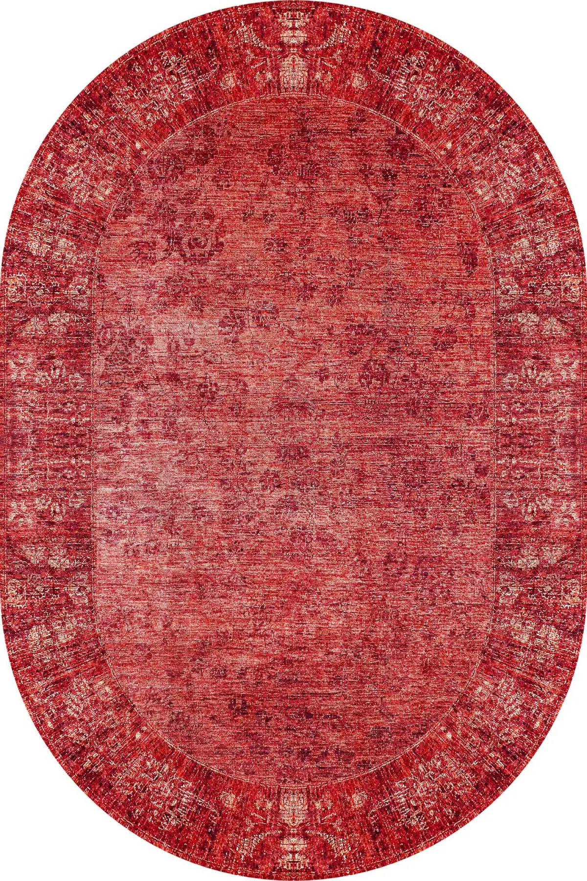 Barsbro Çerçeveli Kırmızı Polyester ve Pamuklu Kaydırmaz Tabanlı Yıkanabilir Dijital Baskı Halısı - Görsel 6