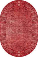 Barsbro Çerçeveli Kırmızı Polyester ve Pamuklu Kaydırmaz Tabanlı Yıkanabilir Dijital Baskı Halısı - Görsel 6