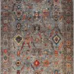 İnzai Çerçeveli Gri Polyester ve Pamuklu Kaydırmaz Tabanlı Yıkanabilir Dijital Baskı Halısı