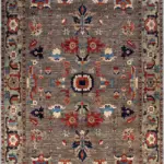 Gannan Klasik Göbekli Gri Polyester ve Pamuklu Kaydırmaz Tabanlı Yıkanabilir Dijital Baskı Halısı