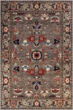 Gannan Klasik Göbekli Gri Polyester ve Pamuklu Kaydırmaz Tabanlı Yıkanabilir Dijital Baskı Halısı