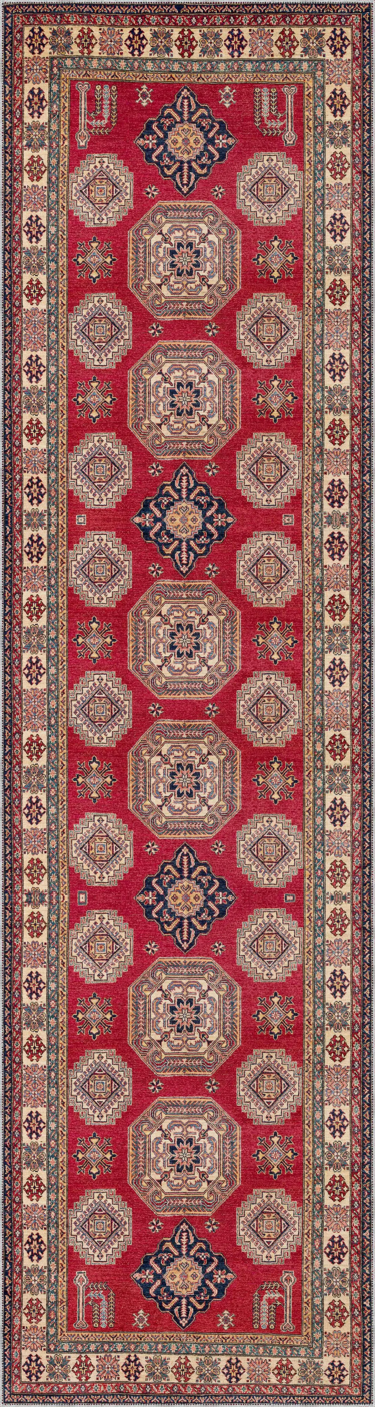 Stung Klasik Göbekli Kırmızı Polyester ve Pamuklu Kaydırmaz Tabanlı Yıkanabilir Dijital Baskı Halısı - Görsel 4