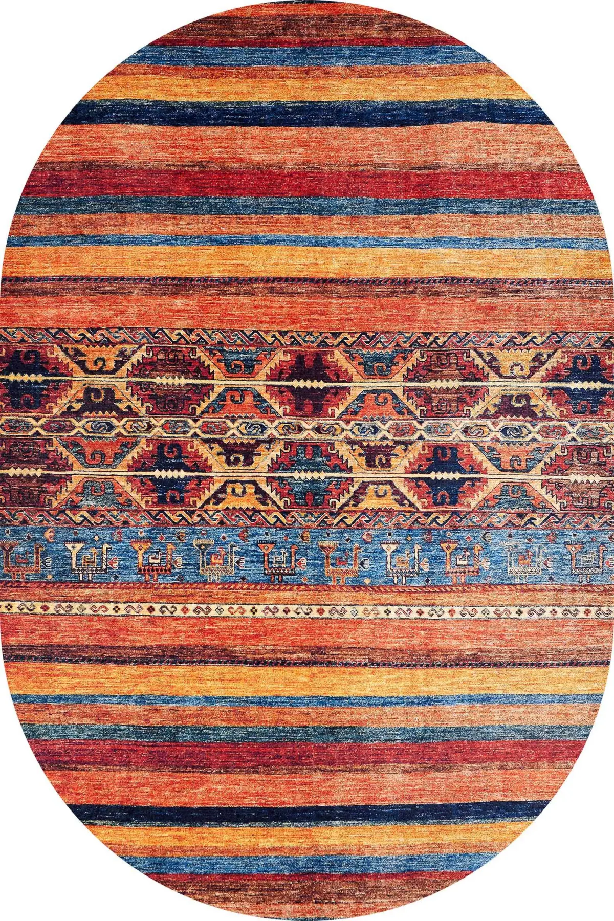 Salen Çizgili Multi Polyester ve Pamuklu Kaydırmaz Taban Yıkanabilir Dijital Baskı Halısı - Görsel 6