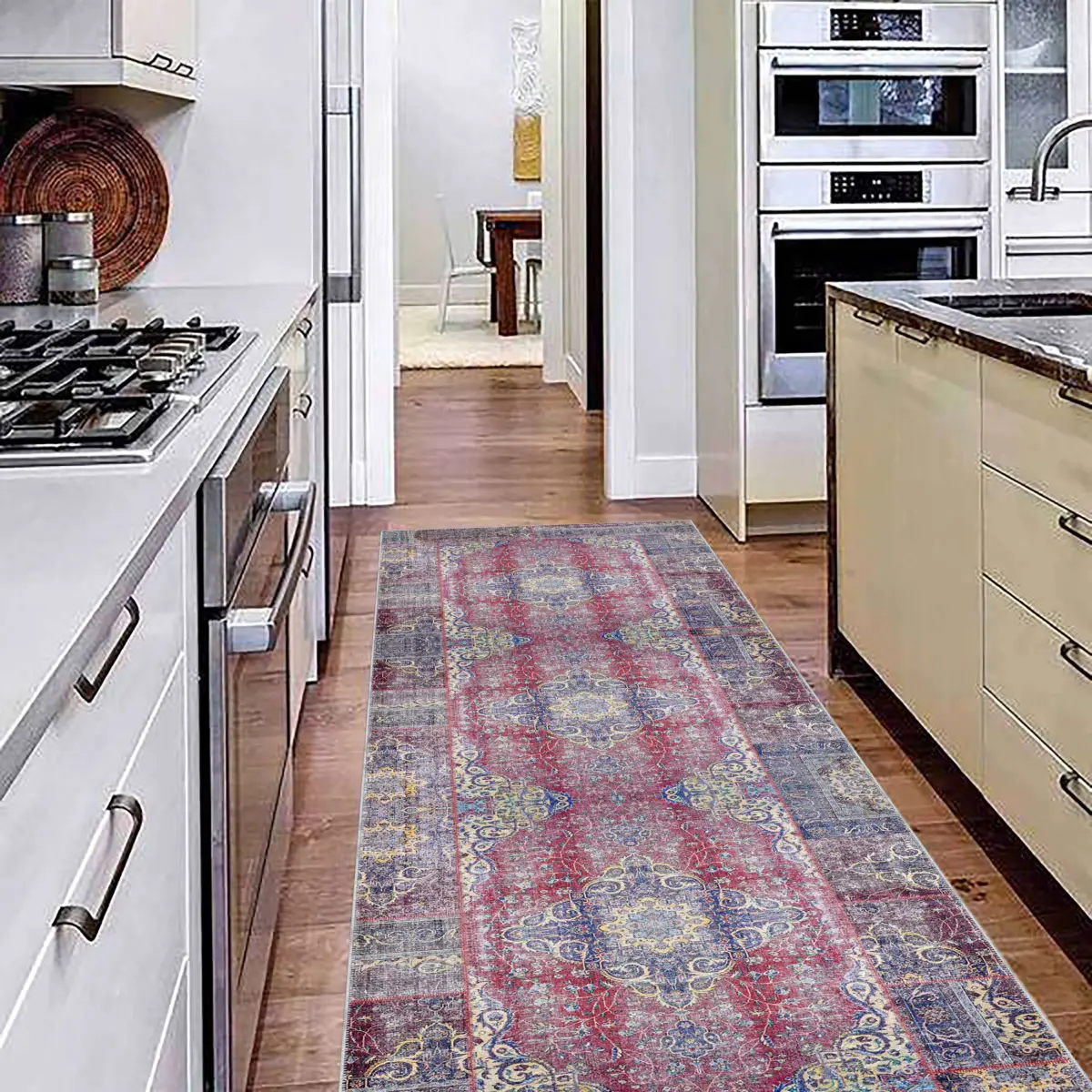 Rottne Klasik Göbekli Multi Polyester ve Pamuklu Kaydırmaz Tabanlı Yıkanabilir Dijital Baskı Halısı - Görsel 5