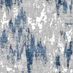 Jamin Modern Gri Polyester ve Pamuklu Kaydırmaz Tabanlı Yıkanabilir Dijital Baskı Halısı