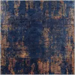 Nateran Modern Lacivert Polyester ve Pamuklu Kaydırmaz Tabanlı Yıkanabilir  Dijital Baskı Halısı - Görsel 3