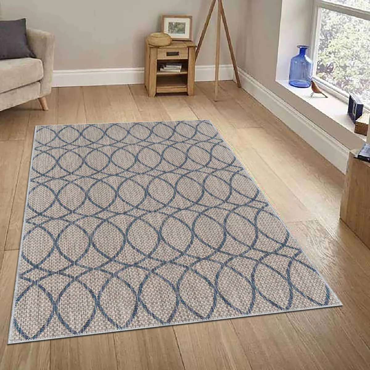 Sambal Modern Krem Polyester ve Pamuklu Kaydırmaz Tabanlı Yıkanabilir Dijital Baskı Halısı - Görsel 2