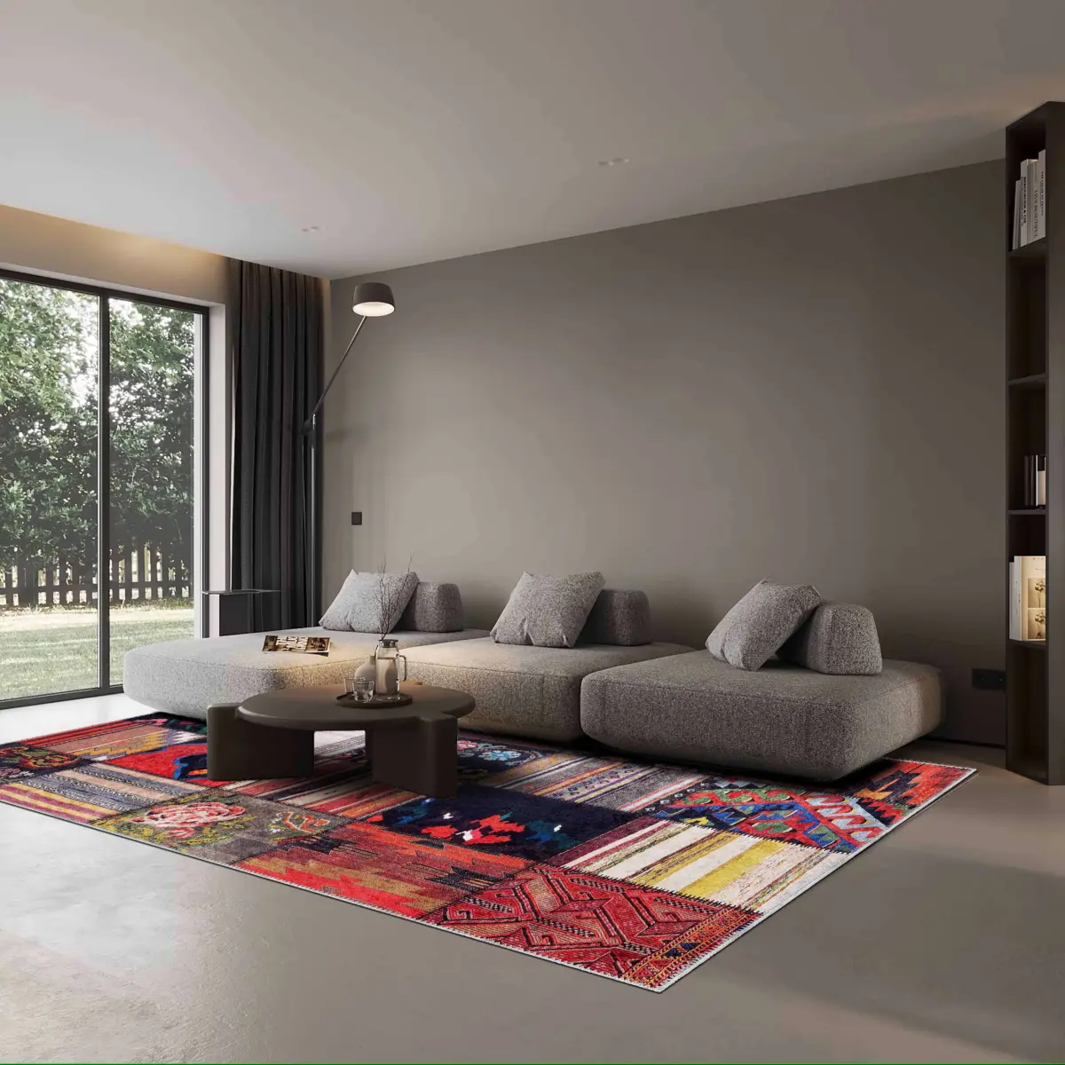 Asele Patchwork Multi Polyester ve Pamuklu Kaydırmaz Taban Yıkanabilir Dijital Baskı Halısı - Görsel 2