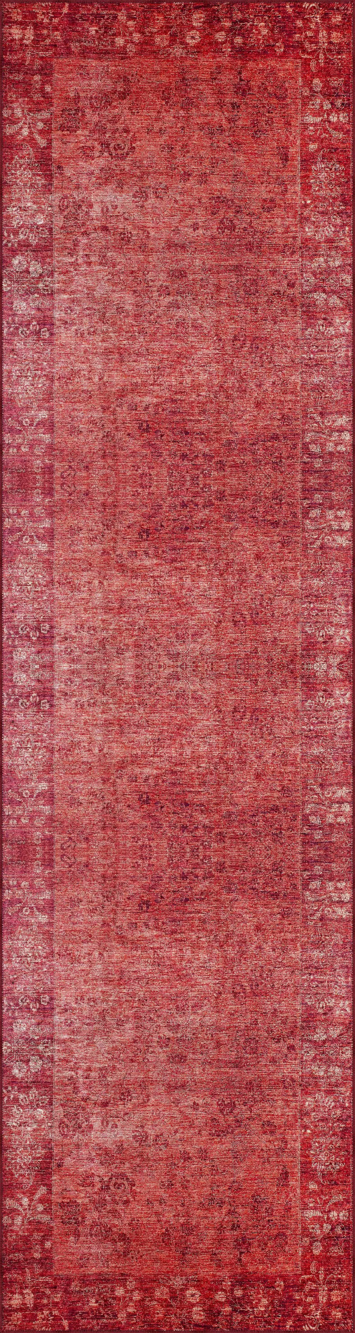 Barsbro Çerçeveli Kırmızı Polyester ve Pamuklu Kaydırmaz Tabanlı Yıkanabilir Dijital Baskı Halısı - Görsel 4