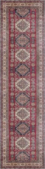 Hitra Klasik Göbekli Multi Polyester ve Pamuklu Kaydırmaz Taban Yıkanabilir Dijital Baskı Halısı - Görsel 4