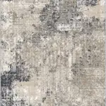 Habra Modern Gri Polyester ve Pamuklu Kaydırmaz Tabanlı Yıkanabilir Dijital Baskı Halısı