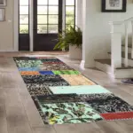 Basti Patchwork Multi Polyester ve Pamuklu Kaydırmaz Tabanlı Yıkanabilir Dijital Baskı Halısı - Görsel 5