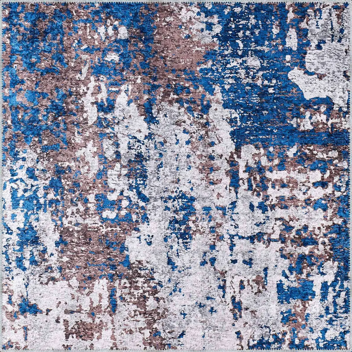 Ratlam Modern Mavi Polyester ve Pamuklu Kaydırmaz Tabanlı Yıkanabilir Dijital Baskı Halısı - Görsel 3