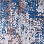 Ratlam Modern Mavi Polyester ve Pamuklu Kaydırmaz Tabanlı Yıkanabilir Dijital Baskı Halısı - Görsel 3