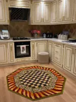 Aren Mutfak 07 Modern Çerçeveli Bordo Polyester Kaydırmaz Tabanlı Yıkanabilir Dijital Baskı Mutfak Halısı - Görsel 5