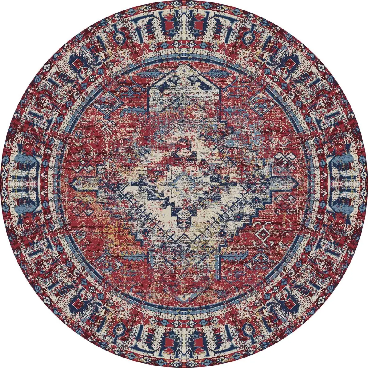 Vinstra Klasik Göbekli Multi Polyester ve Pamuklu Kaydırmaz Taban Yıkanabilir Dijital Baskı Halısı - Görsel 7