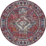 Vinstra Klasik Göbekli Multi Polyester ve Pamuklu Kaydırmaz Taban Yıkanabilir Dijital Baskı Halısı - Görsel 7