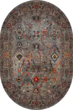 İnzai Çerçeveli Gri Polyester ve Pamuklu Kaydırmaz Tabanlı Yıkanabilir Dijital Baskı Halısı - Görsel 6