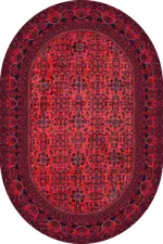 Alveste Çerçeveli Kırmızı Polyester ve Pamuklu Kaydırmaz Taban Yıkanabilir Dijital Baskı Halısı - Görsel 6