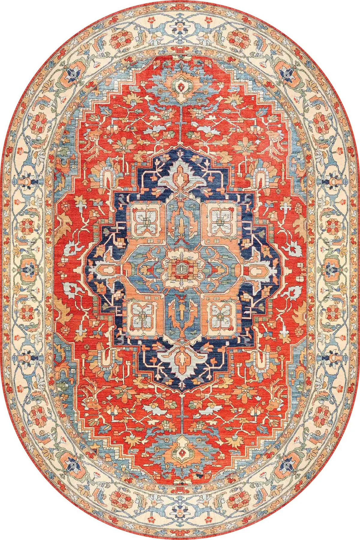 Guilin Klasik Göbekli Polyester ve Pamuklu Kaydırmaz Tabanlı Yıkanabilir Dijital Baskı Halısı - Görsel 6