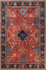 Ubon Çerçeveli Kırmızı Polyester ve Pamuklu Kaydırmaz Tabanlı Yıkanabilir Dijital Baskı Halısı