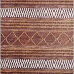 Gojra Geometrik Kahverengi Polyester ve Pamuklu Kaydırmaz Tabanlı Yıkanabilir Dijital Baskı Halısı