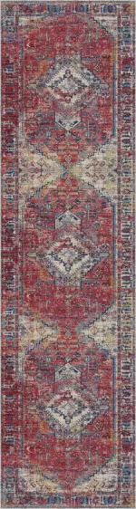 Vinstra Klasik Göbekli Multi Polyester ve Pamuklu Kaydırmaz Taban Yıkanabilir Dijital Baskı Halısı - Görsel 4